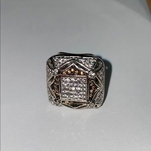 Brown stones w/ cubic zirconia square accent ring